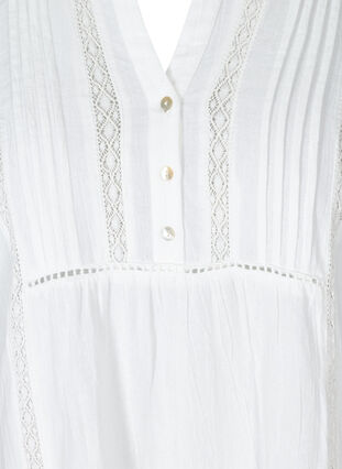 Cotton A-line dress, Bright White, Packshot image number 2