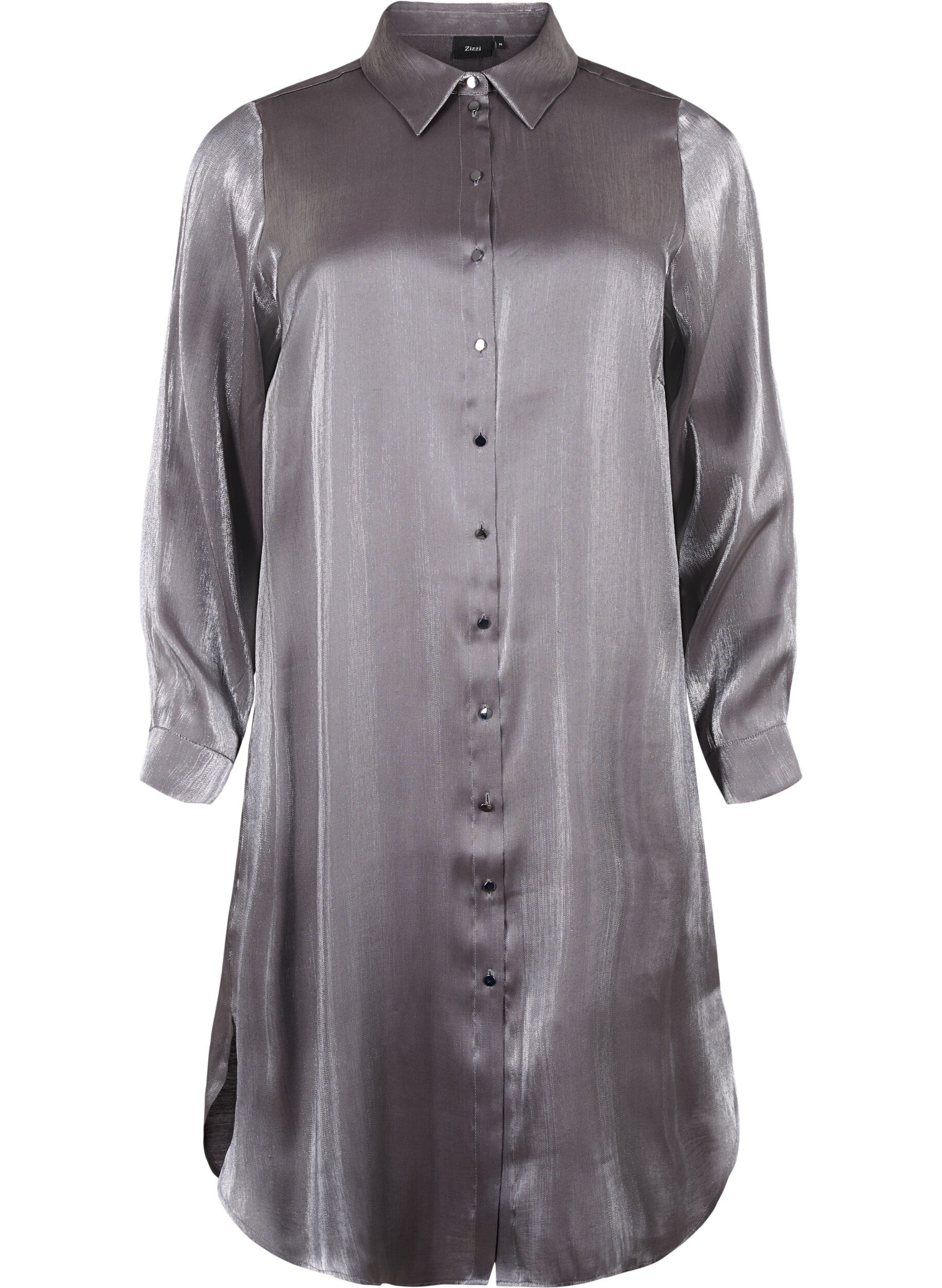 Zizzifashion Long silver-colored shirt, Dark Silver, Packshot image number 0