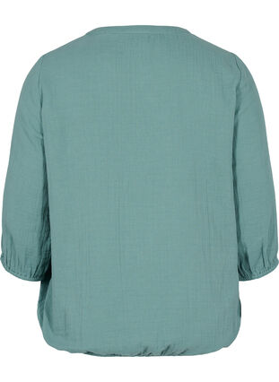 Cotton blouse with buttons and 3/4 sleeves, Sagebrush Green, Packshot image number 1