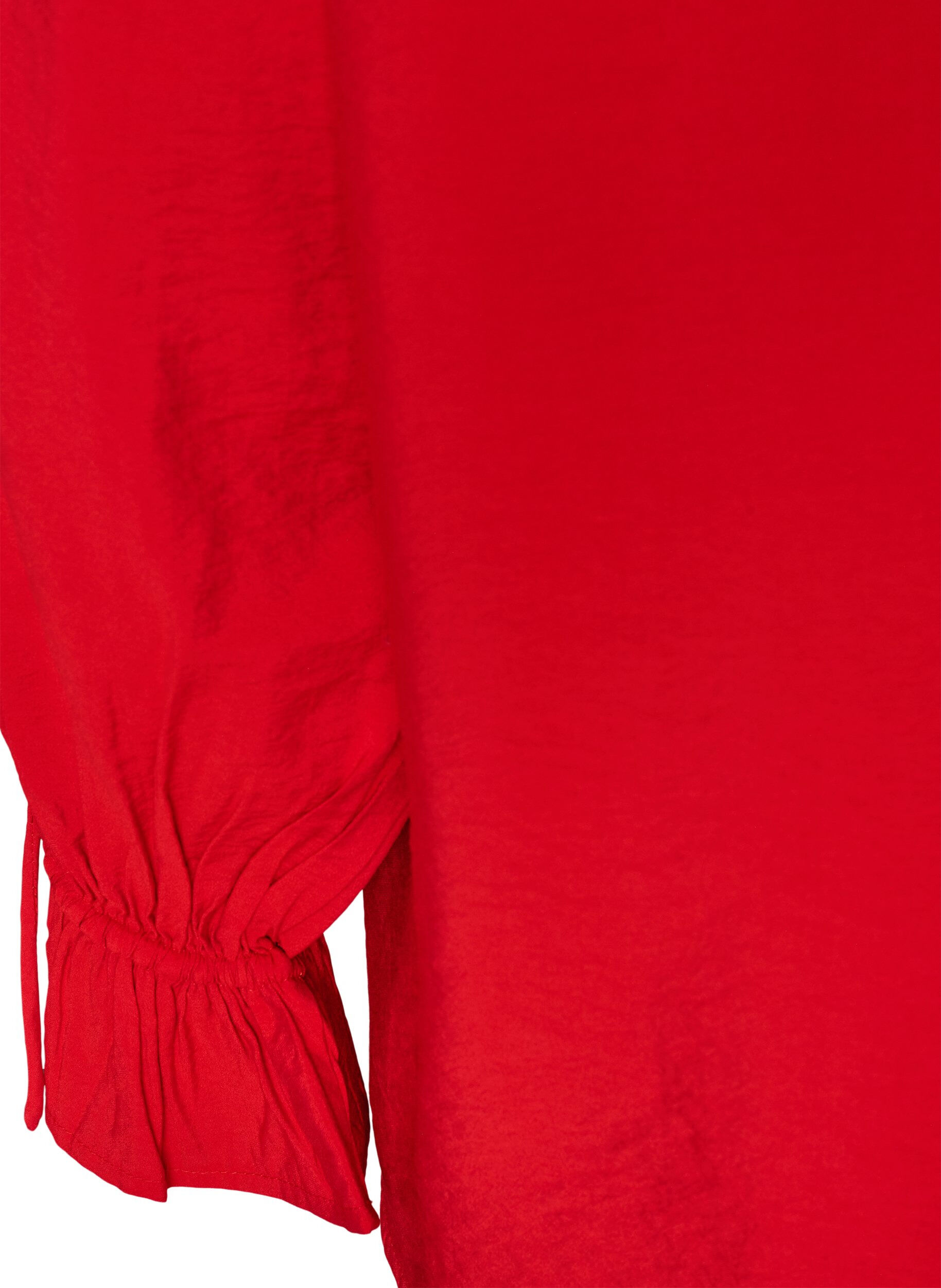 ZizzifashionViscose blouse with ties and ruffle details, Red, Packshot image number 3