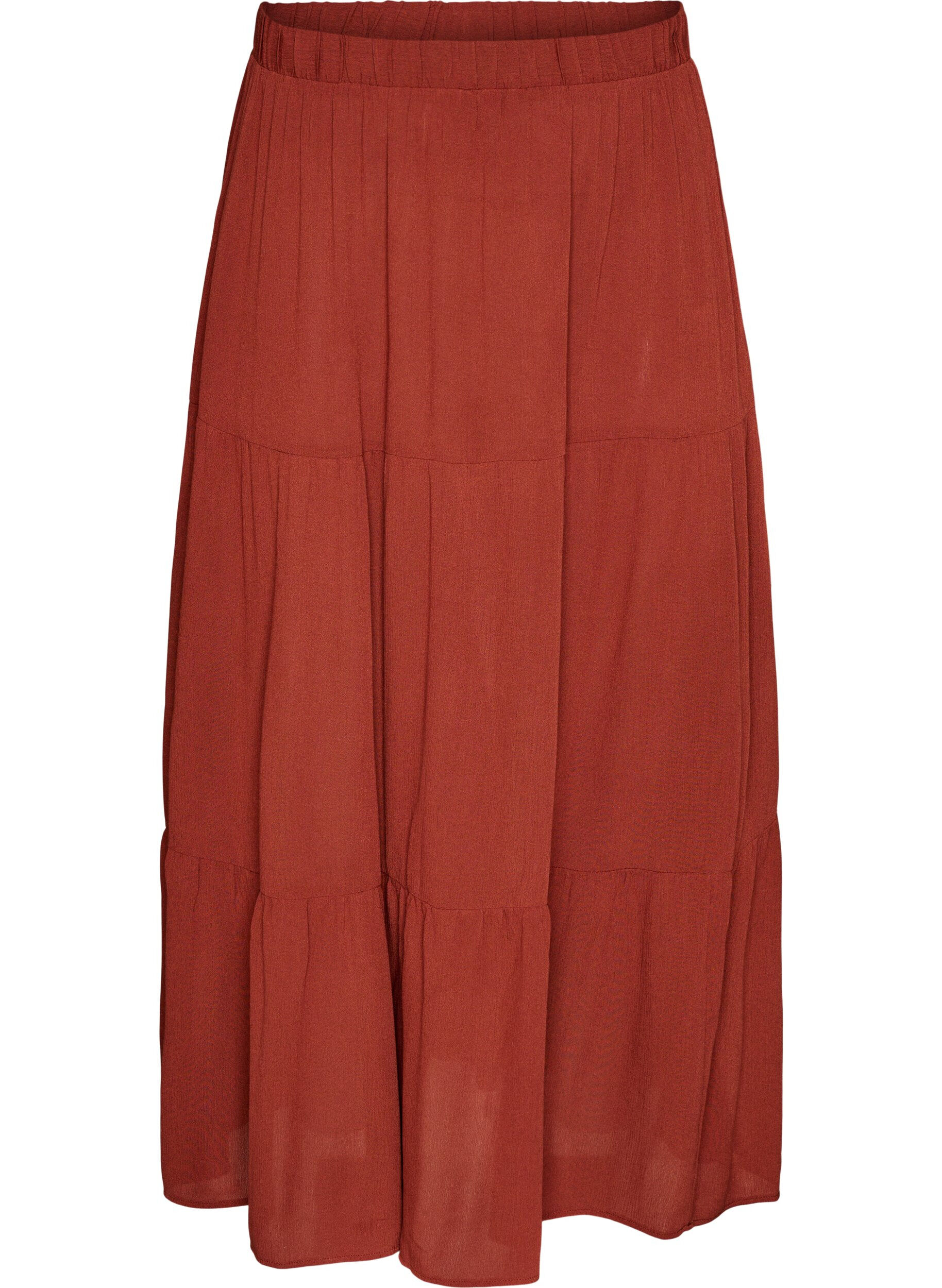 ZizzifashionLong skirt with elasticated waist, Red, Packshot image number 0