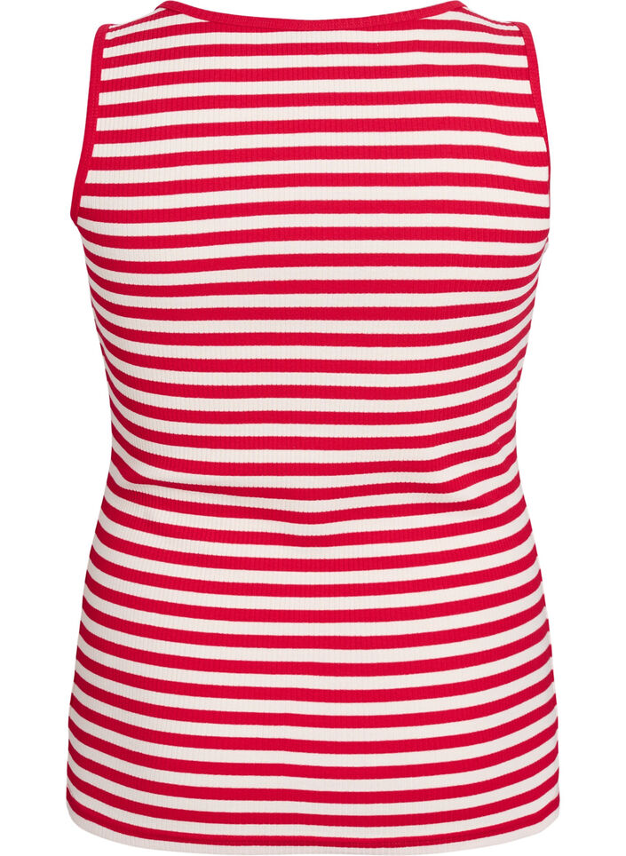 Striped tank top with a rib structure, Red, Packshot image number 1