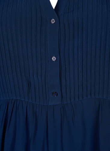 Viscose blouse with short sleeves and pleats, Navy Blazer, Packshot image number 2
