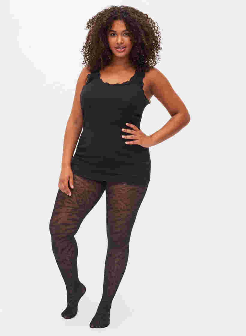 Tights in 50 denier with pattern, Black, Model image number 1