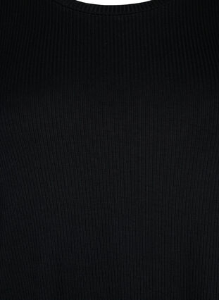T-shirt in viscose with rib structure, Black, Packshot image number 2