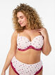 Moulded bra with floral print and lace, Rose, Model image number 0