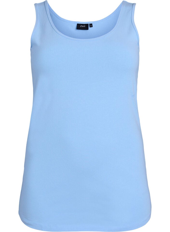 Solid color basic top in cotton, Light Blue, Packshot image number 0
