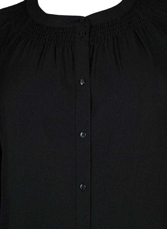 Long-sleeved tunic with smock, Black, Packshot image number 2