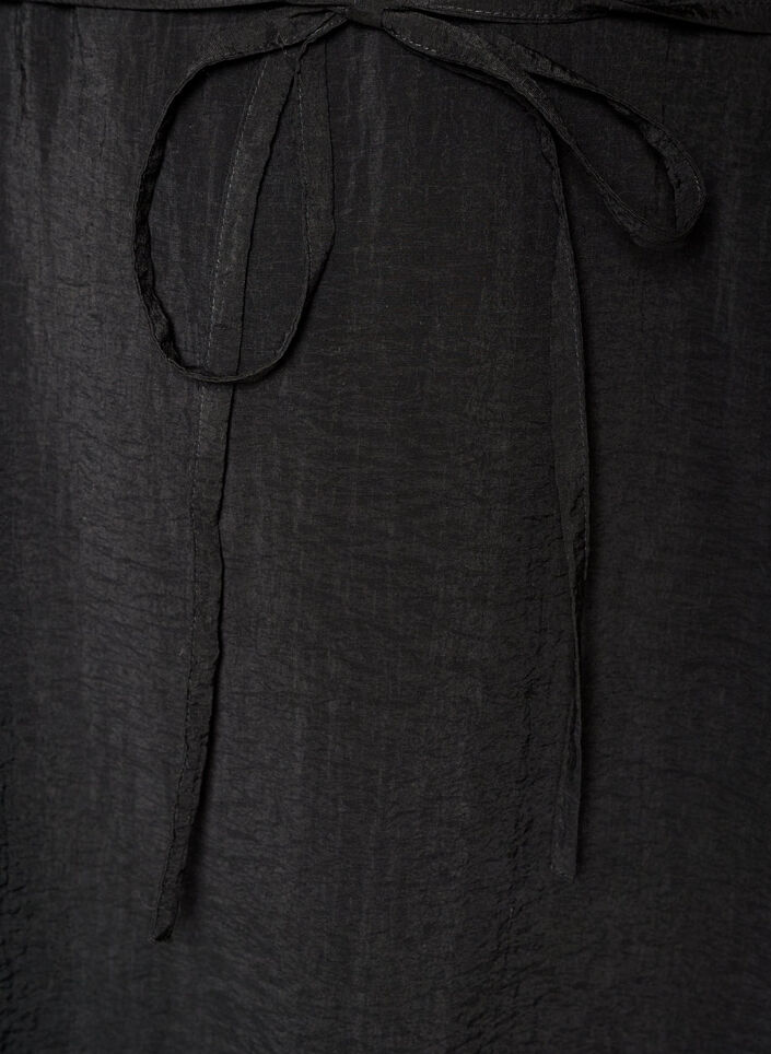 Ankle-length dress with flutter sleeves and tie-waist, Black, Packshot image number 3
