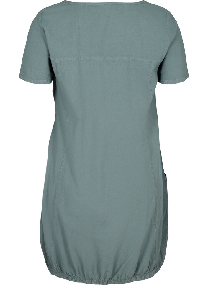 Short-sleeved cotton dress, Green, Packshot image number 1