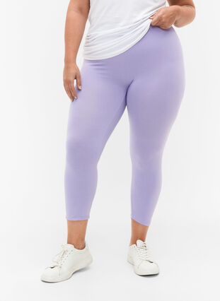 Basic 3/4-length viscose leggings, Lavender, Model image number 0