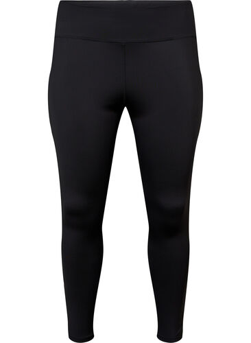 Sports tights with reflective details and side pocket, Black, Packshot image number 0