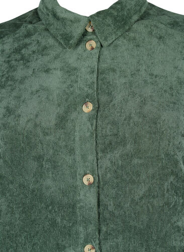 Corduroy dress with 3/4 sleeves and buttons, Deep Forest, Packshot image number 2