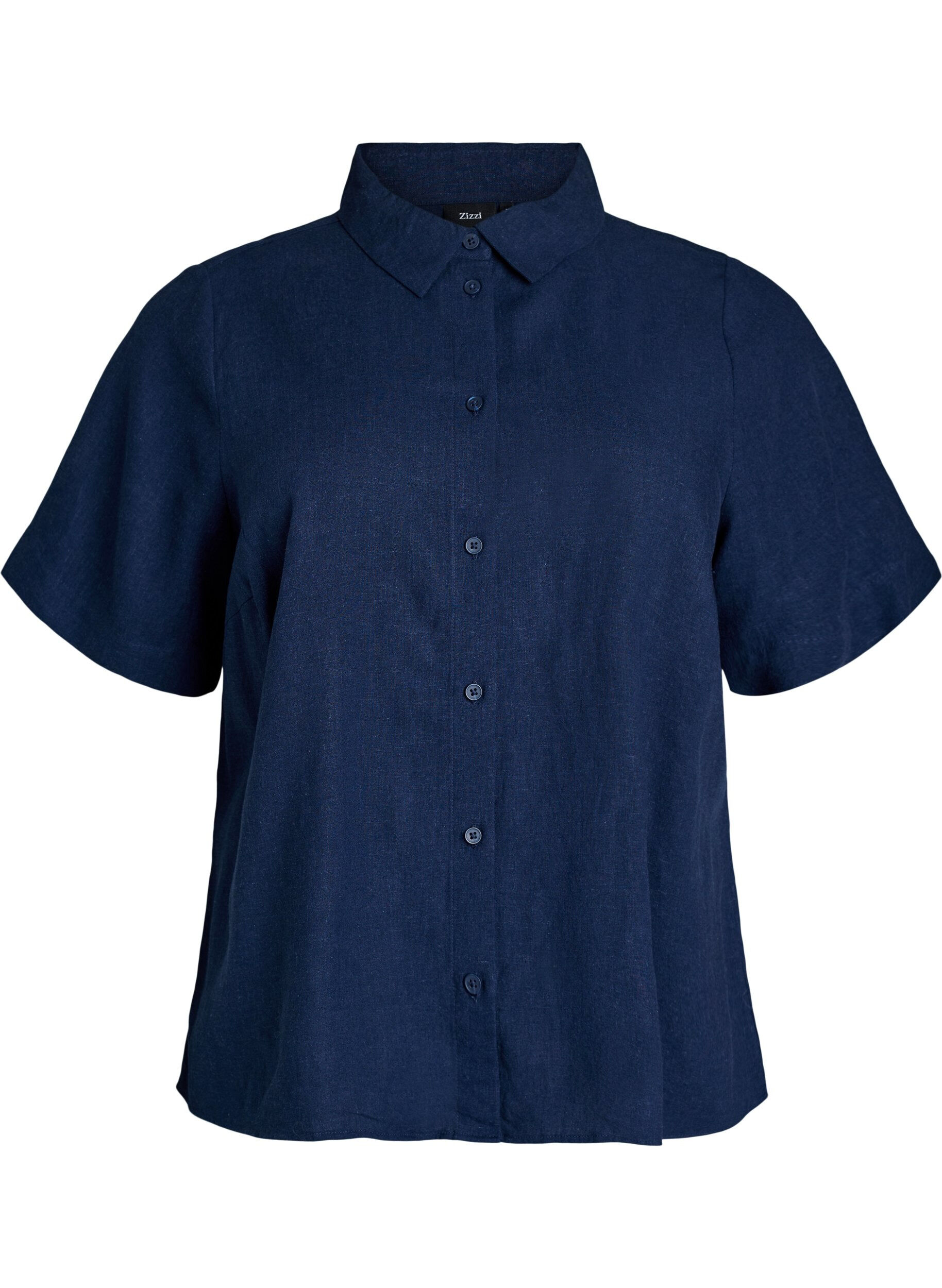 Short-sleeved shirt in linen and viscose