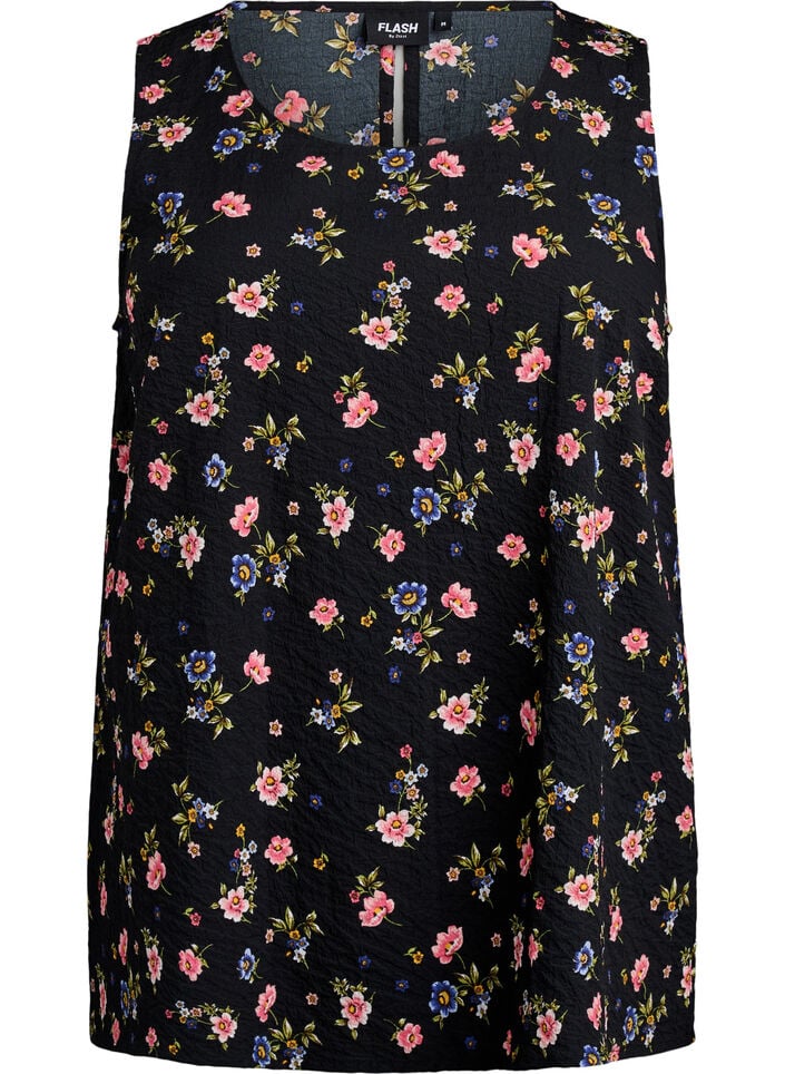 Sleeveless top with texture, Black, Packshot image number 0