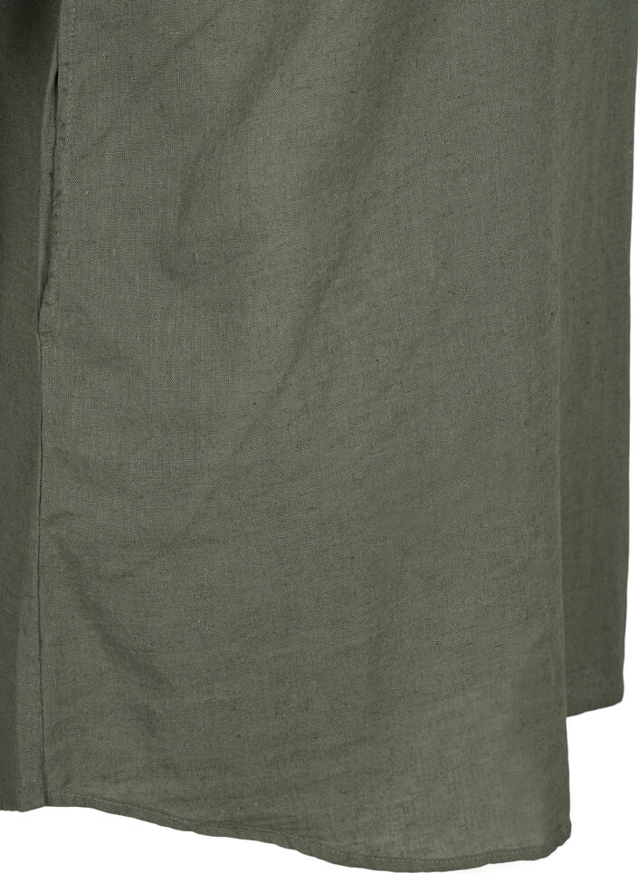 Hooded tunic in cotton and linen, Thyme, Packshot image number 3