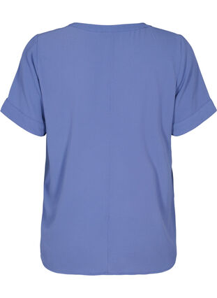 Short-sleeved blouse with v-neckline, Coastal Fjord, Packshot image number 1