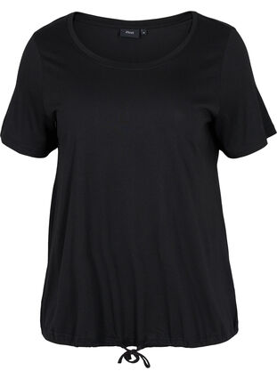 Short sleeved t-shirt with adjustable bottom, Black, Packshot image number 0
