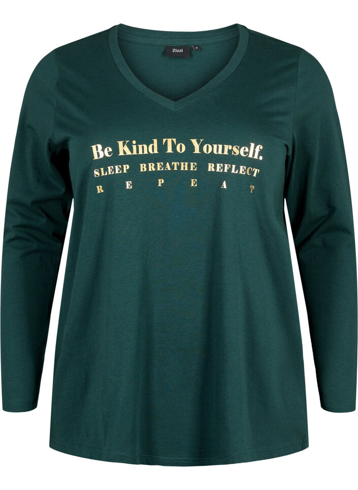 Cotton nightshirt with text print, Scarab, Packshot image number 0