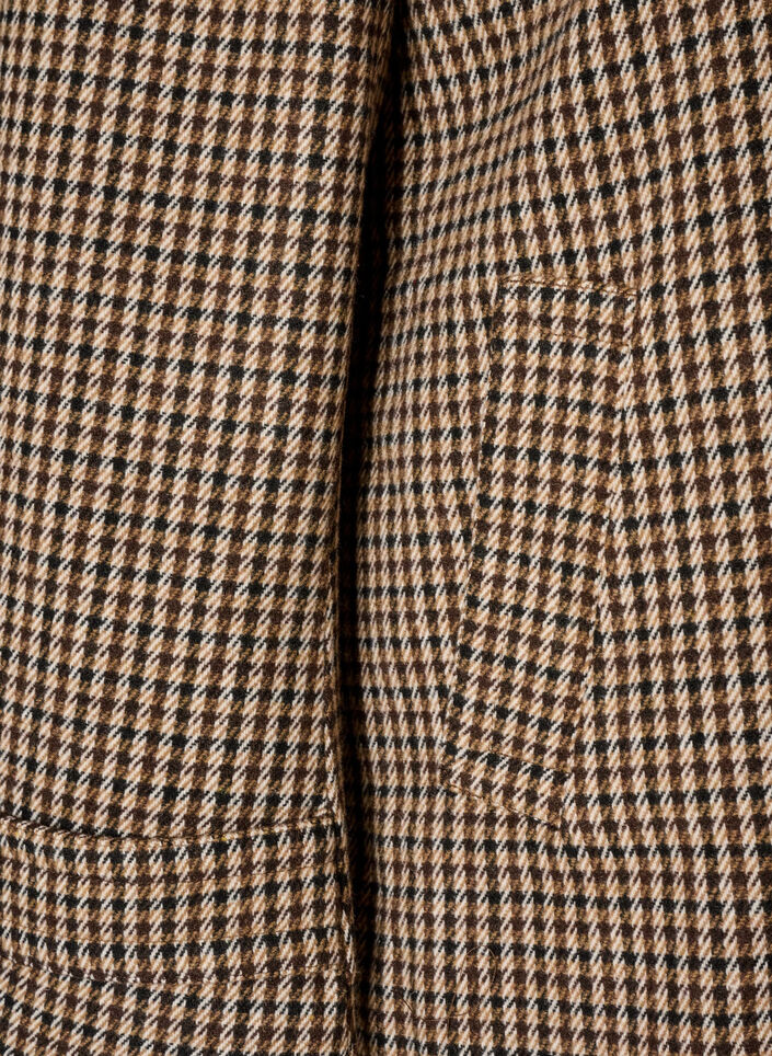 Checked coat with corduroy collar, Brown, Packshot