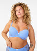 Moulded microfibre bra with lace detail and bow, Blue, Model image number 0