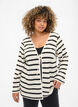 Striped cardigan with tie-string, Sand Black Stripe, Model image number 0