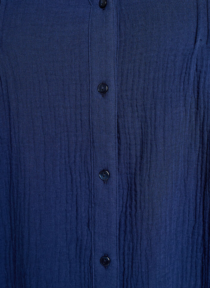 Cotton muslin blouse with embroidered details, Blue, Packshot image number 2