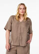 V-neck shirt blouse with short sleeves, Brown, Model image number 0