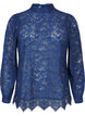 Lace blouse with bow detail, Estate Blue, Packshot image number 0