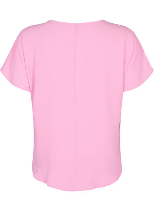 Short sleeved blouse with round neckline, Rosebloom, Packshot image number 1