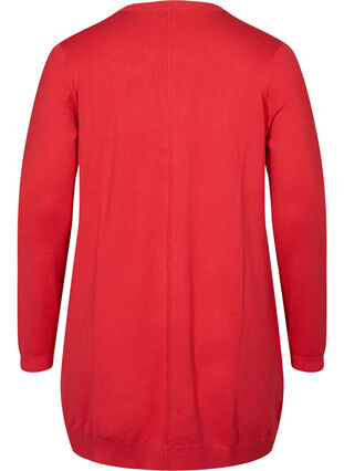 Long knitted cardigan in a viscose blend, Poppy Red, Packshot image number 1
