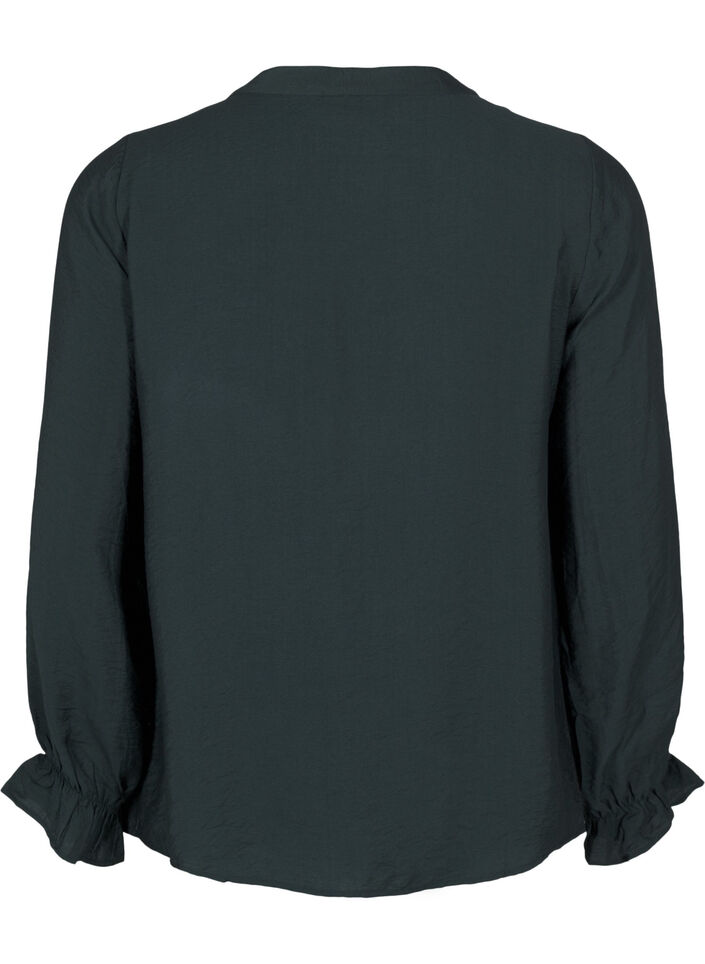 Long-sleeved blouse with a V-neck, Scarab, Packshot image number 1