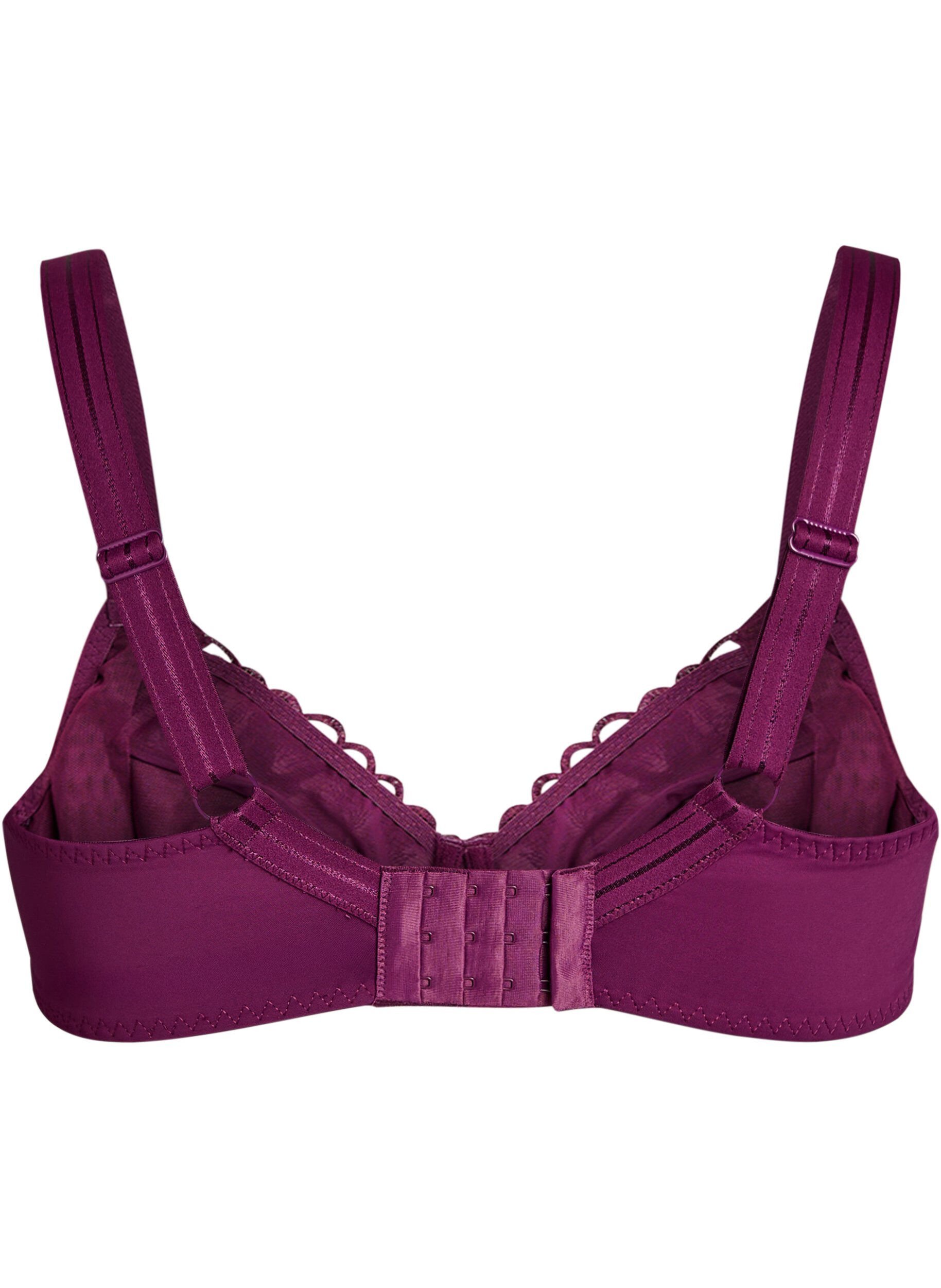 Zizzifashion Full cover high support bra with lace detail, Purple, Packshot image number 1