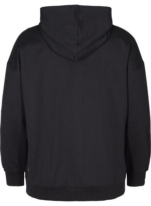 Sweater cardigan with a zip and hood, Black, Packshot image number 1