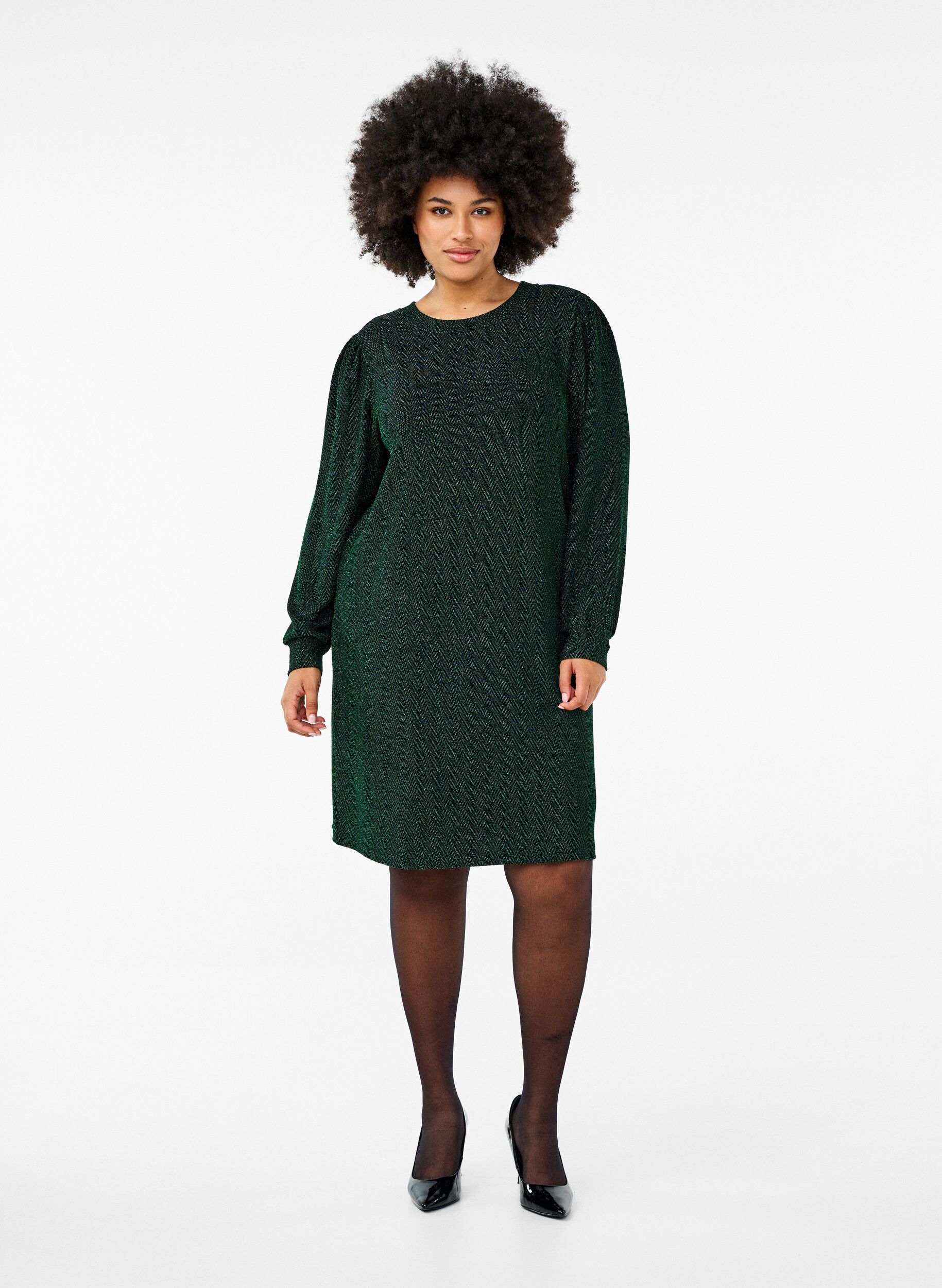 Zizzifashion Dress with zigzag pattern and glitter, Scarab ZigZagShimmer, Model image number 2