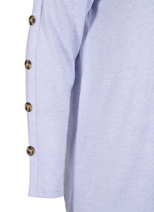 Long-sleeved blouse with button details, Cosmic Sky Melange, Packshot image number 3