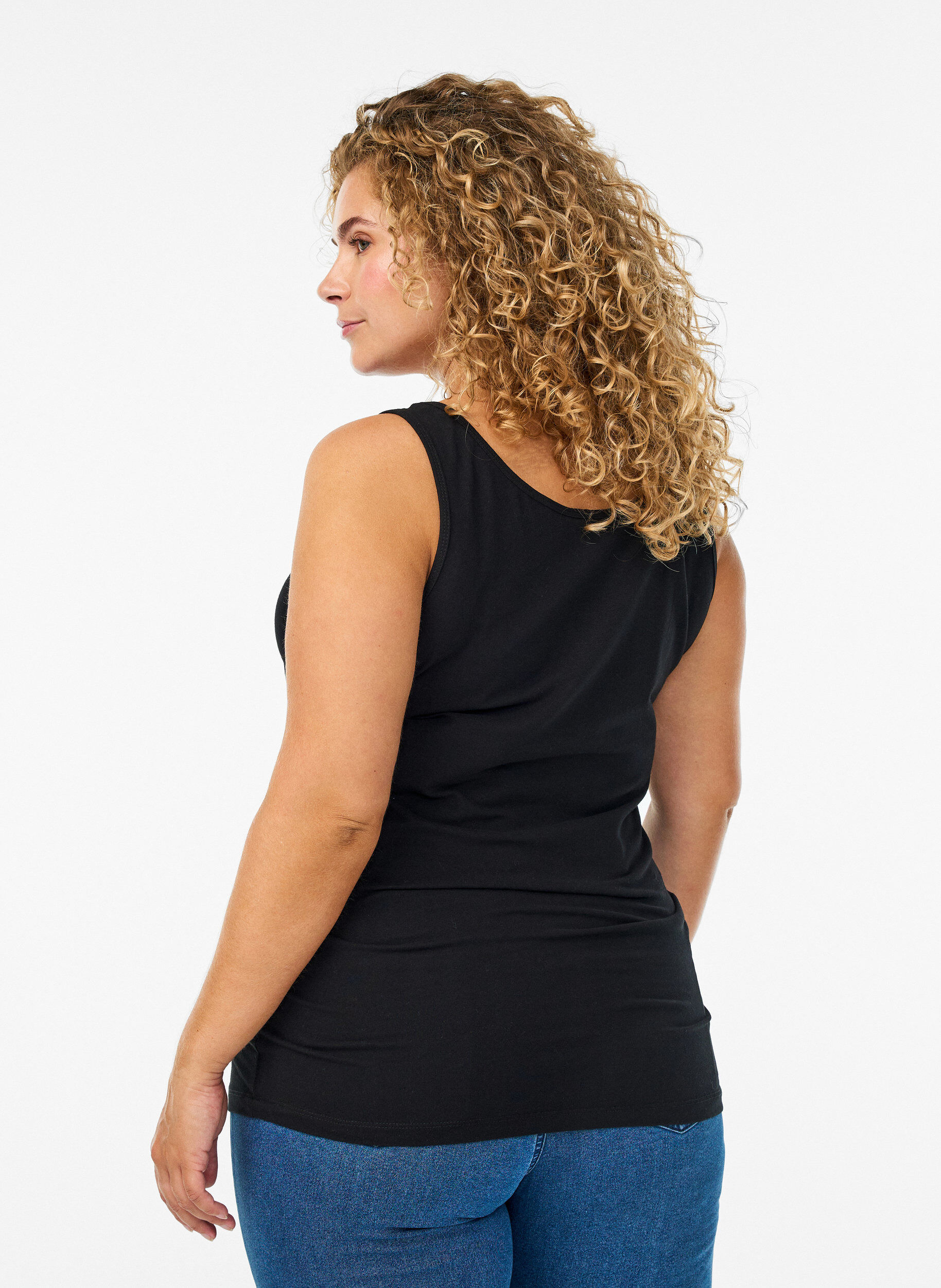 ZizzifashionCotton basic top, Black, Model image number 2