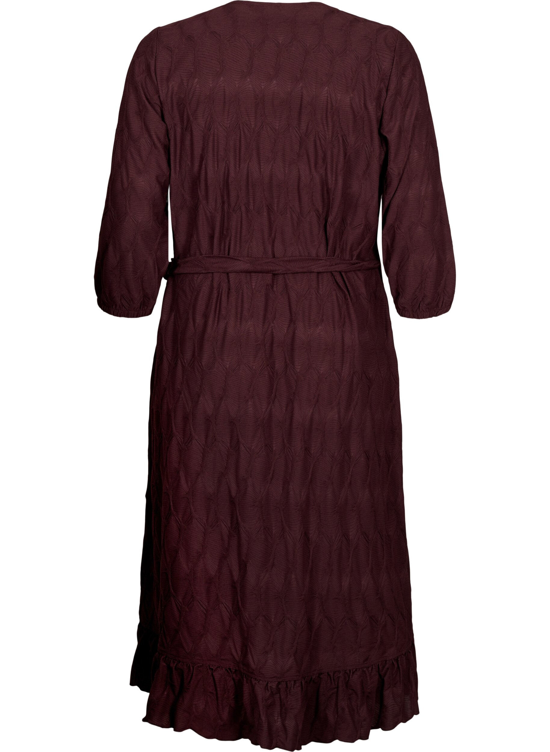 Zizzifashion FLASH - Wrap Dress with 3/4 Sleeves, Fudge, Packshot image number 1