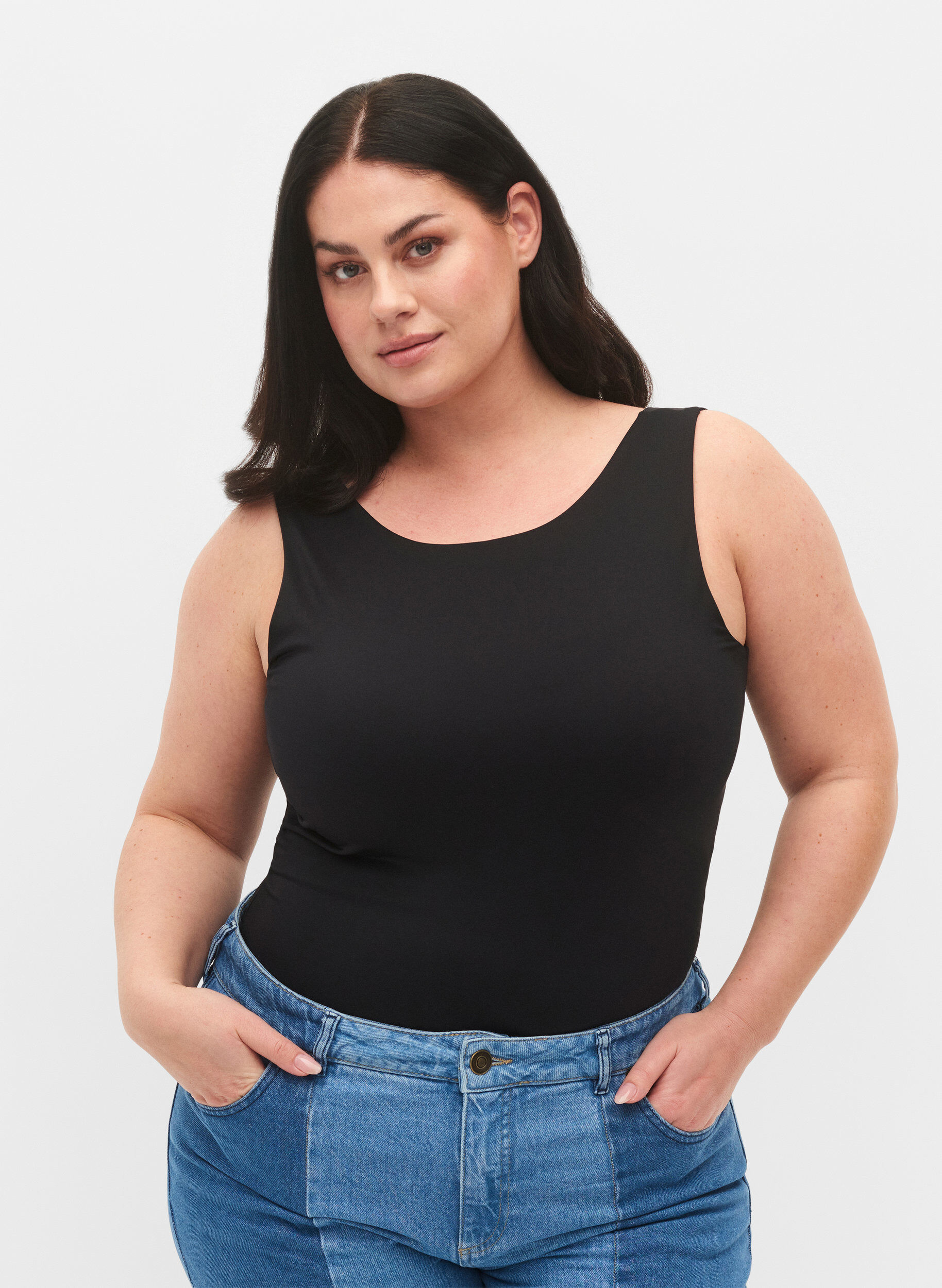 Zizzifashion Stretchy reversible top, Black, Model image number 2