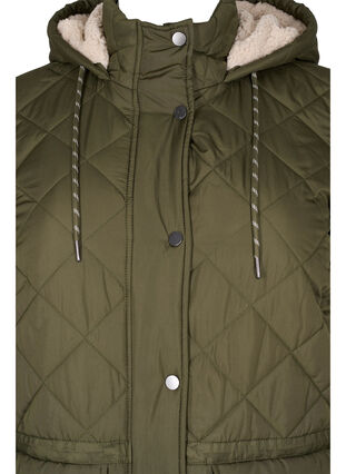 Quilted jacket with hood and adjustable waist, Forest Night, Packshot image number 2