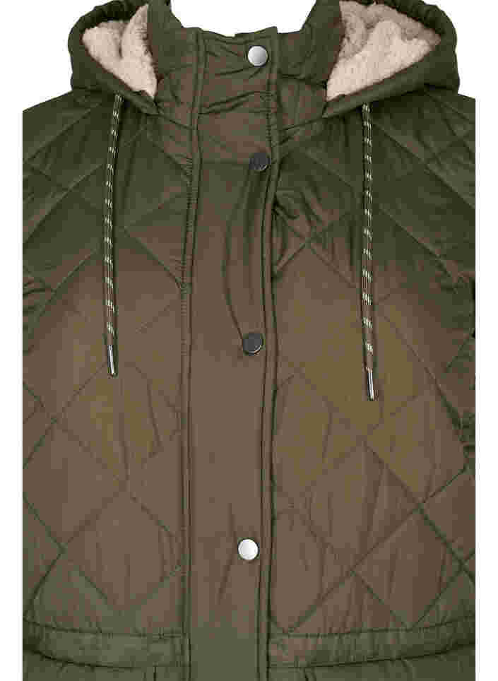 Quilted jacket with hood and adjustable waist, Forest Night, Packshot image number 2