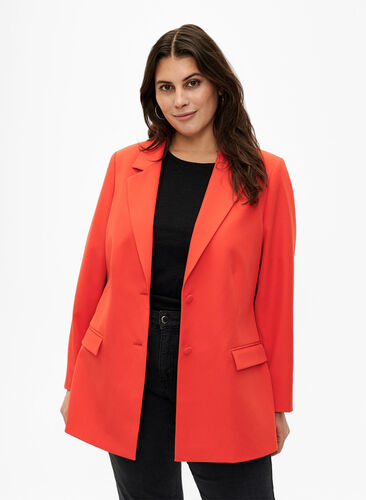 Classic blazer with button fastening, Orange.com, Model image number 0
