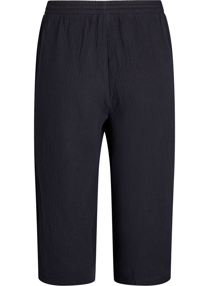 Culotte trousers with a high waist, Black, Packshot image number 1