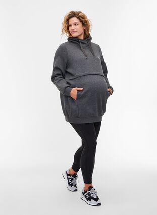 Maternity sweatshirt with breastfeeding function, Dark Grey Melange, Model image number 3