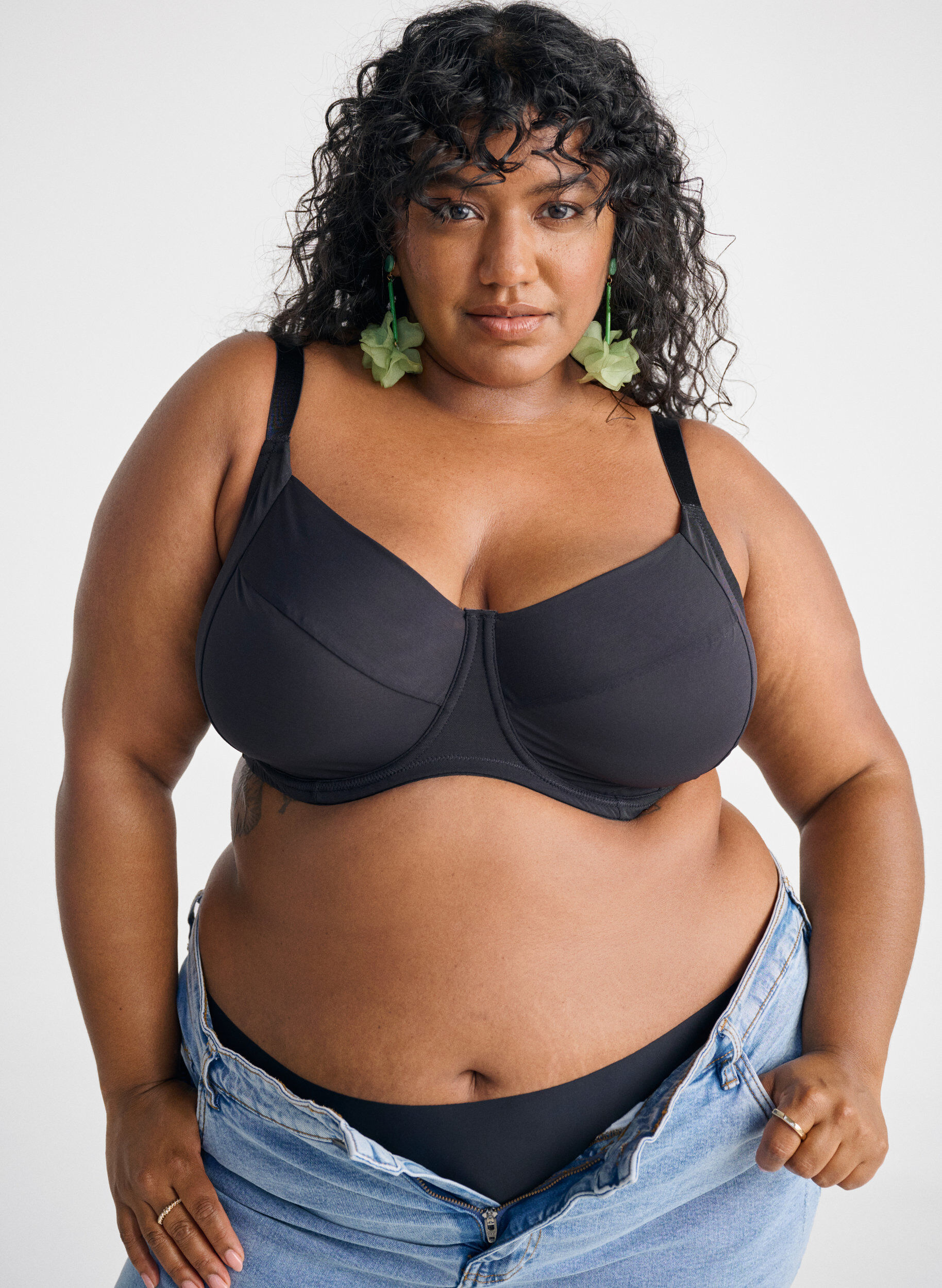 Zizzifashion Full cover basic bra in mesh, Black, Image image number 0