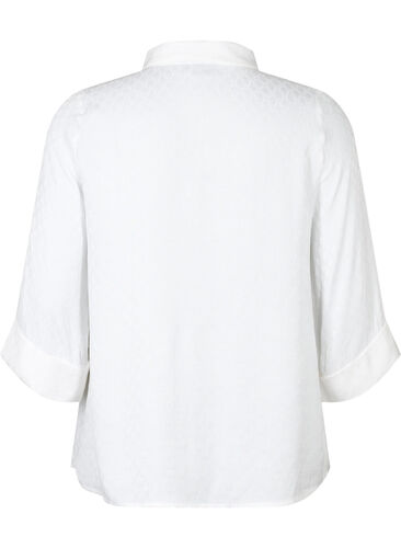 Shirt in viscose with tone-on-tone pattern, Bright White, Packshot image number 1