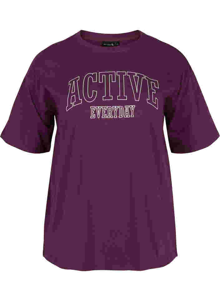 Cotton workout t-shirt, Blackberry Wine, Packshot image number 0