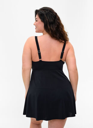 Swim dress with string detail, Black, Model image number 1
