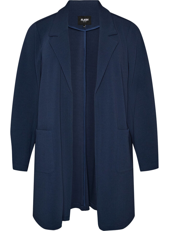 Long blazer with pockets, Blue, Packshot image number 0