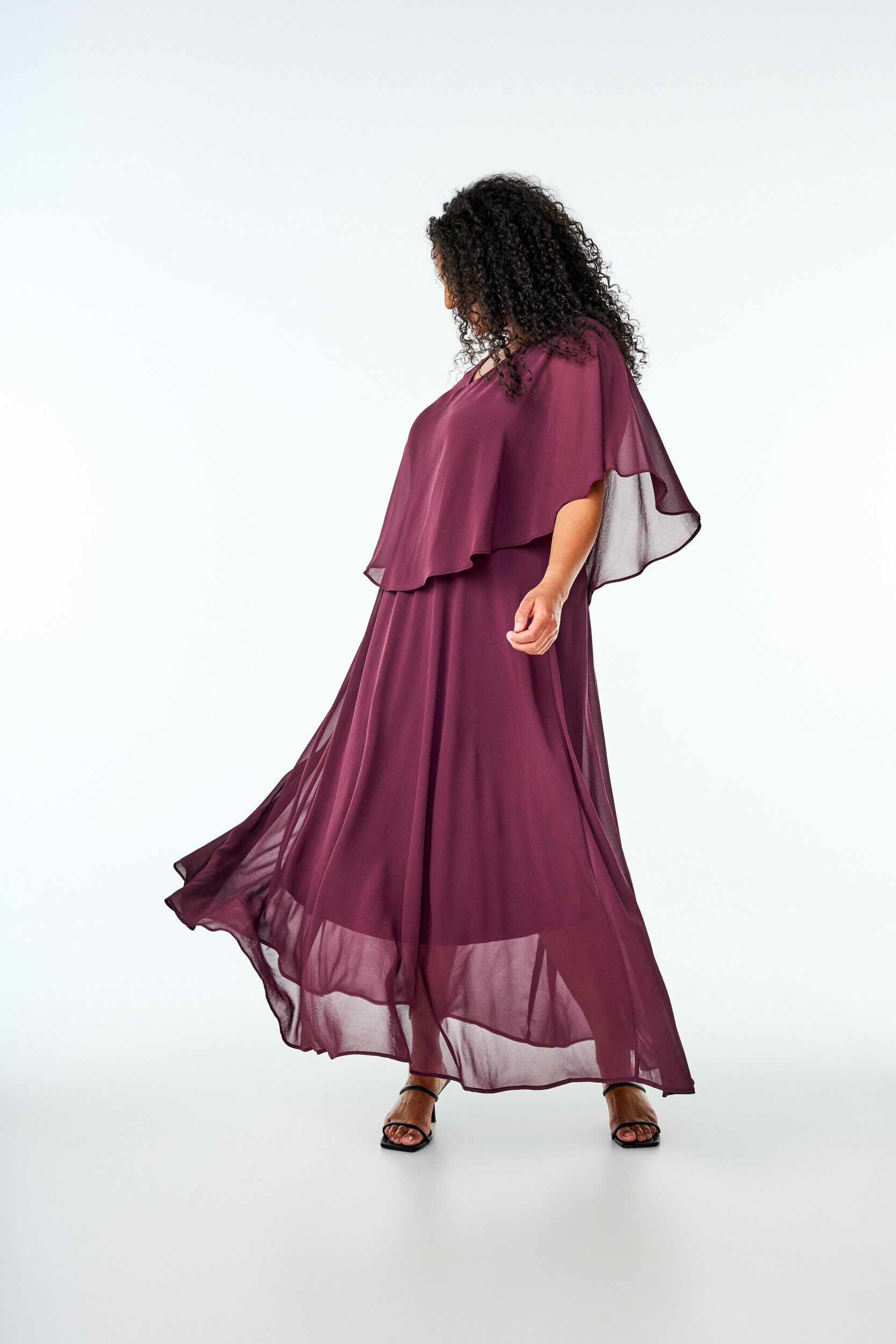 ZizzifashionA-line maxi dress with short sleeves, Red, Model image number 2
